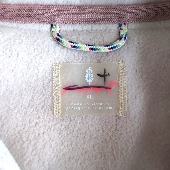 FP Movement by Free People Hit the Slopes Cropped Zip Up Vest Pink Tan Ivory XL - Picture 5 of 10